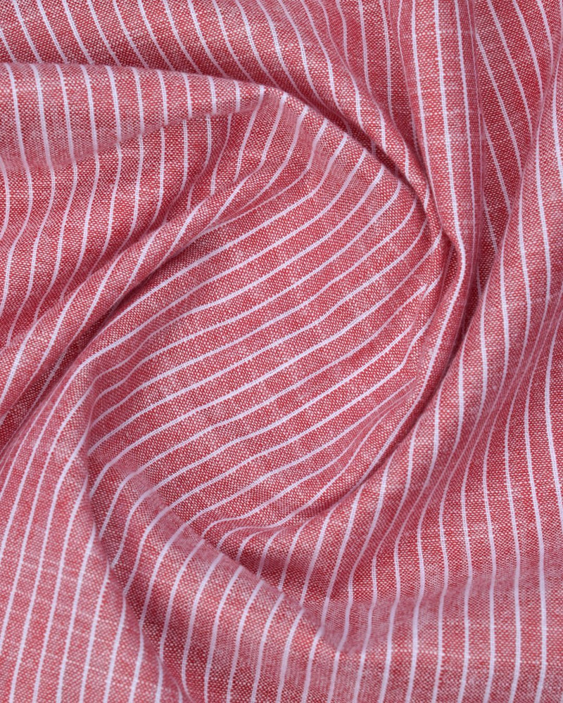 Berry Red Stripes -Full-Bamboo Linen