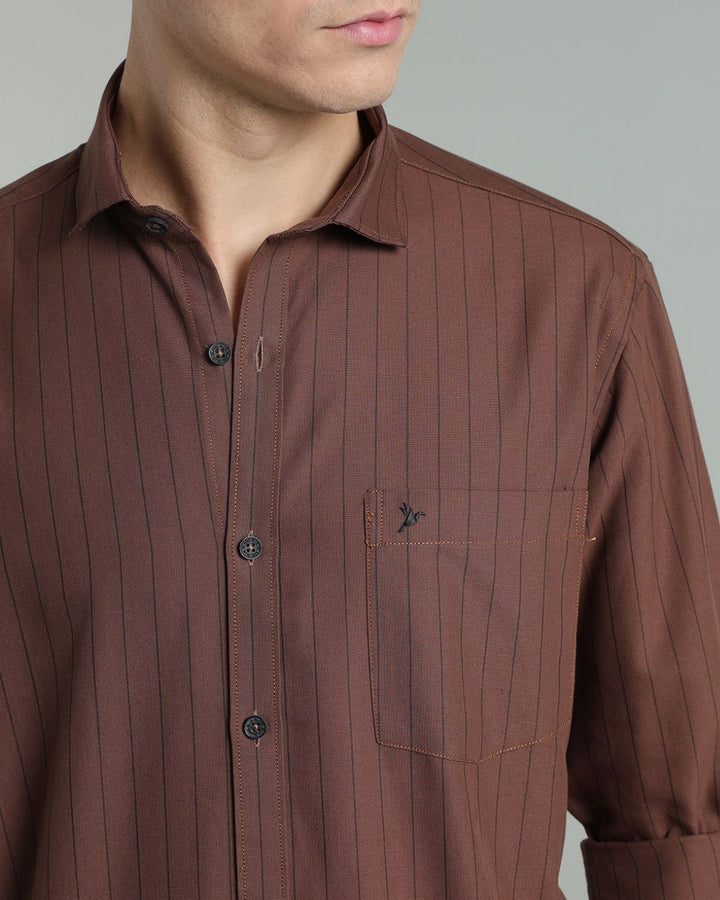 Choco Brown Vertical Stripes -Full-Stain Proof