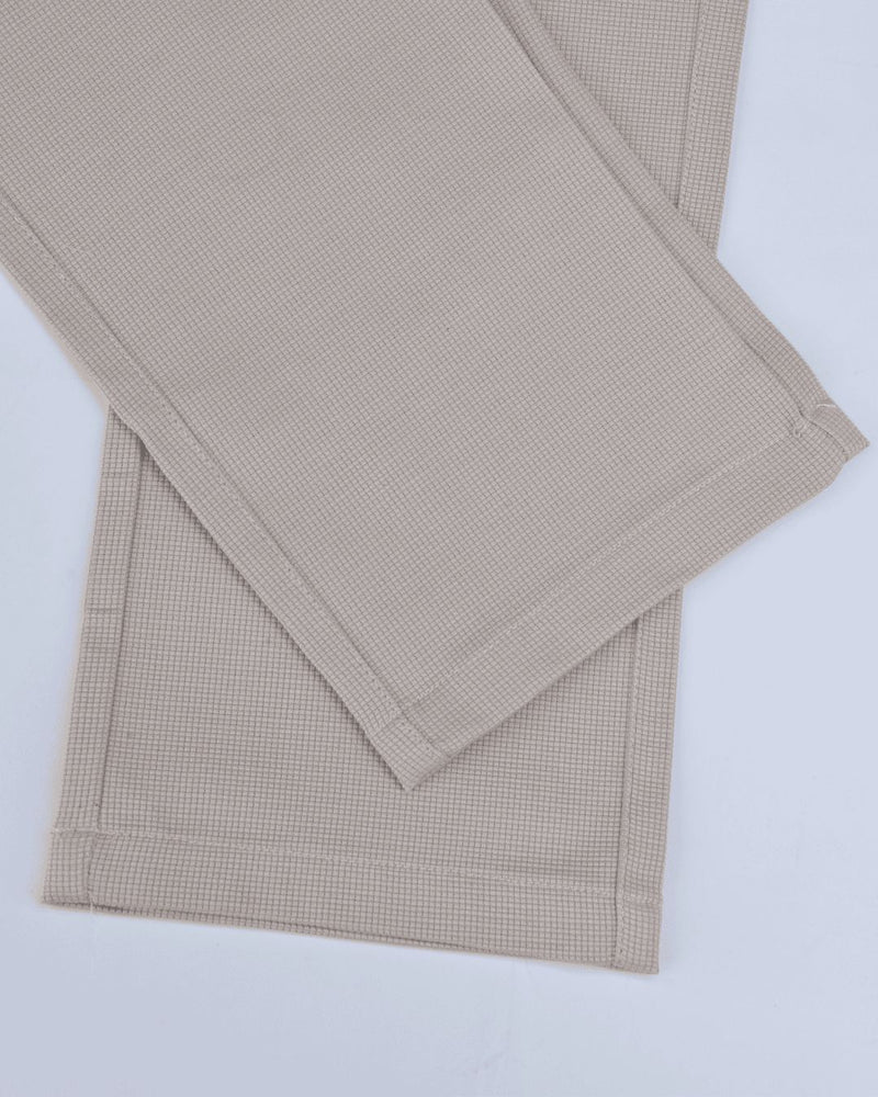 Cream Square Checked - 2 way stretch - COTTON PANT