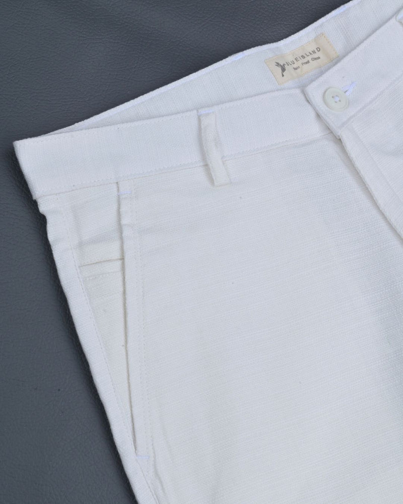 Textured White - 2 way stretch - COTTON PANT