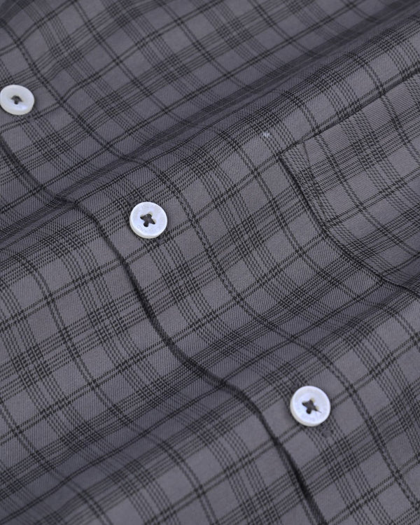 Grey Multi Line Box Checks - Full-Cotton Rich