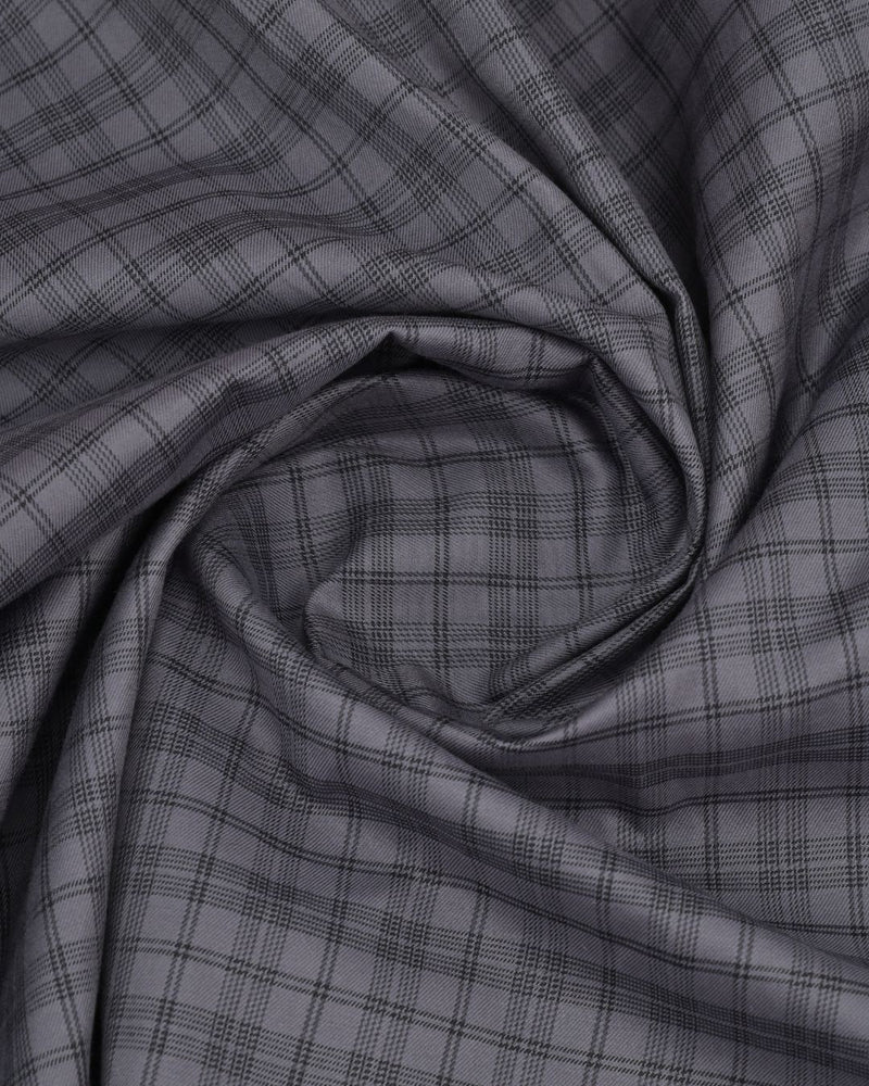 Grey Multi Line Box Checks - Full-Cotton Rich