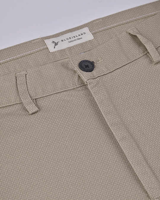 Dark Cream Blossom Printed - 2 way stretch - COTTON PANT