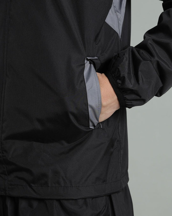 Black with Grey Shoulder Panel - Rain Jacket with Pant