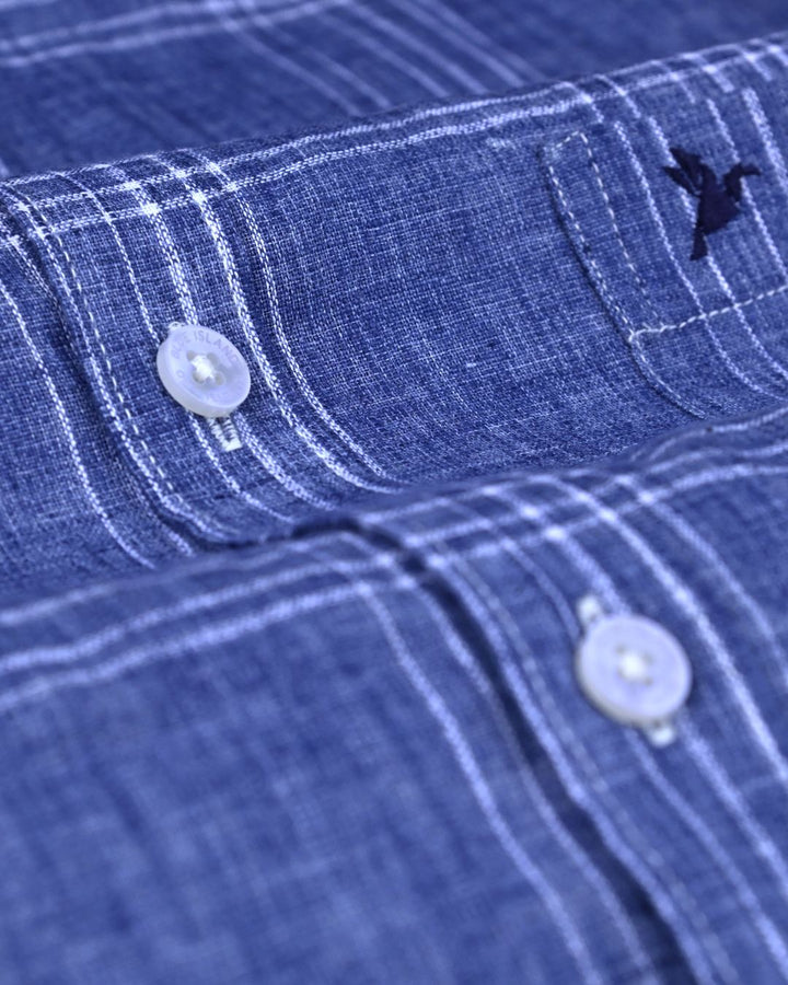Denim Checks -Full-Cotton Linen Shirt