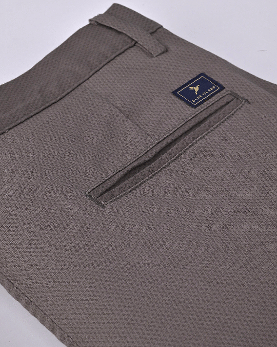 Cement Grey Diamond Printed - 2 way stretch - COTTON PANT