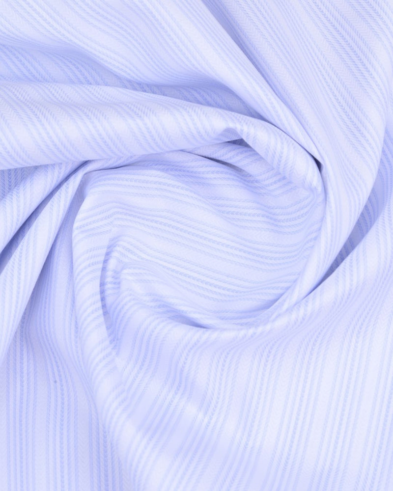 White & Blue Ripple Stripes - Full-Cotton Rich