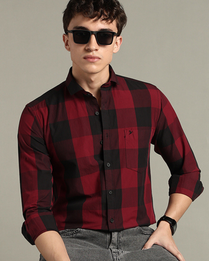 Maroon Box Checks -Full-Stain Proof