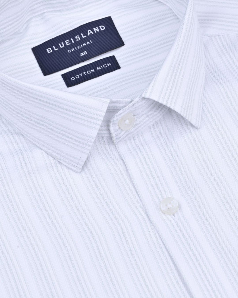 White & Green Ripple Stripes - Full-Cotton Rich