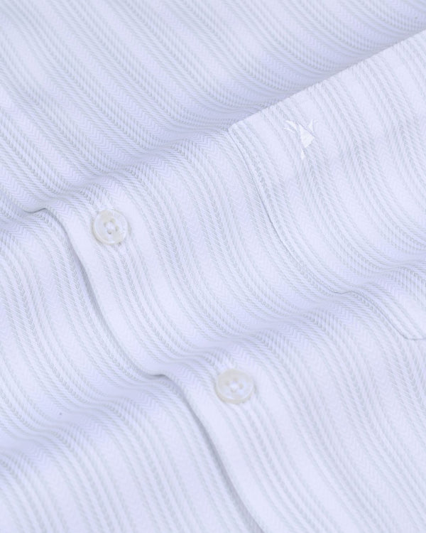 White & Green Ripple Stripes - Full-Cotton Rich