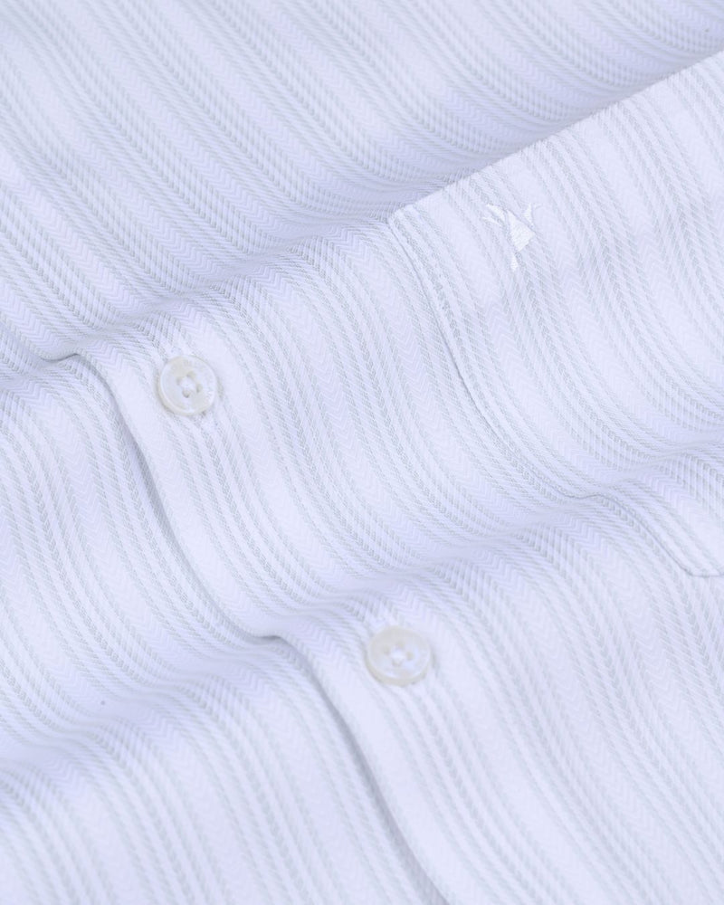 White & Green Ripple Stripes - Full-Cotton Rich