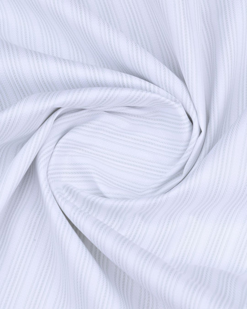 White & Green Ripple Stripes - Full-Cotton Rich