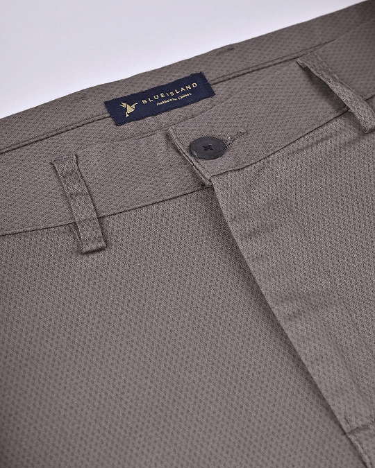 Cement Grey Diamond Printed - 2 way stretch - COTTON PANT