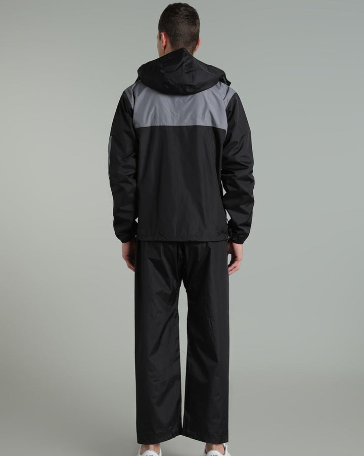 Black with Grey Shoulder Panel - Rain Jacket with Pant