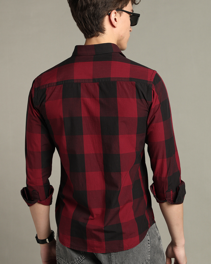 Maroon Box Checks -Full-Stain Proof