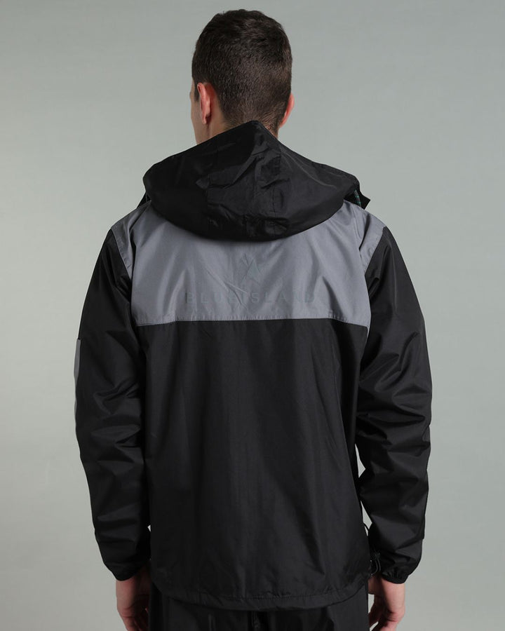 Black with Grey Shoulder Panel - Rain Jacket with Pant