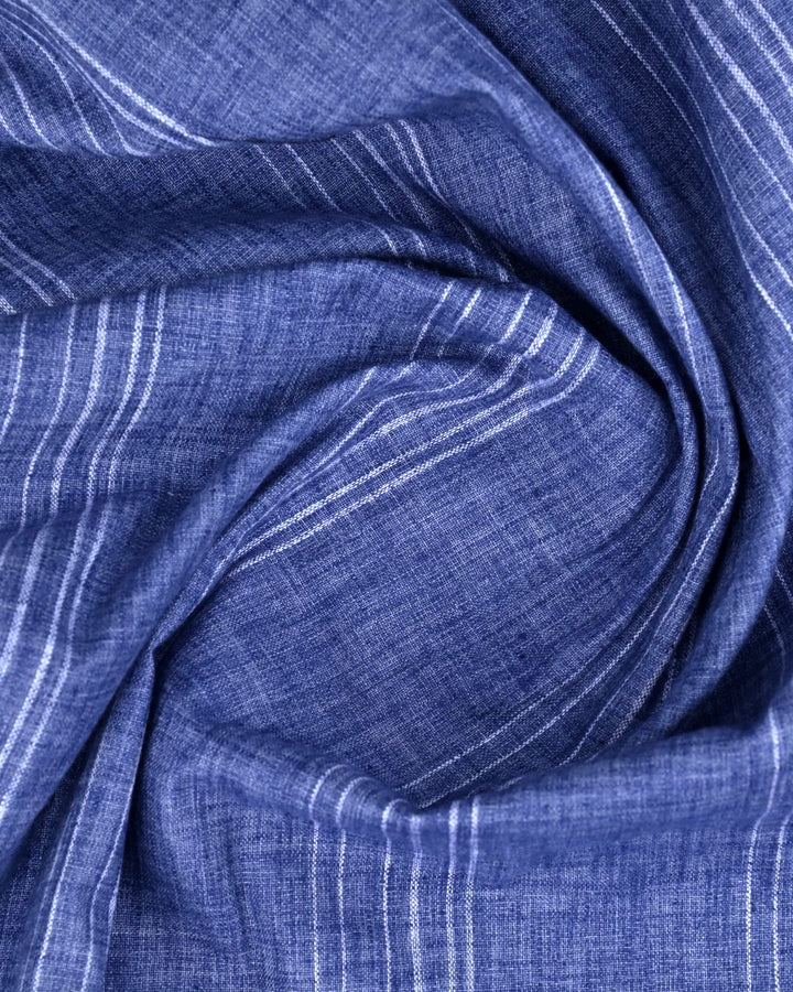 Denim Blue Stripes -Full-Cotton Linen Shirt