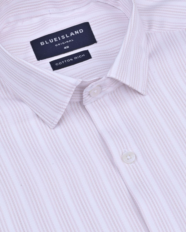 White & Pink Ripple Stripes - Full-Cotton Rich