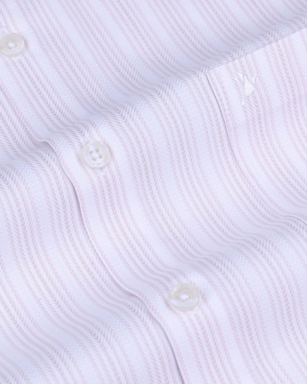 White & Pink Ripple Stripes - Full-Cotton Rich