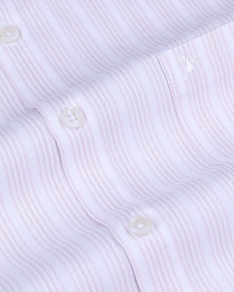 White & Pink Ripple Stripes - Full-Cotton Rich