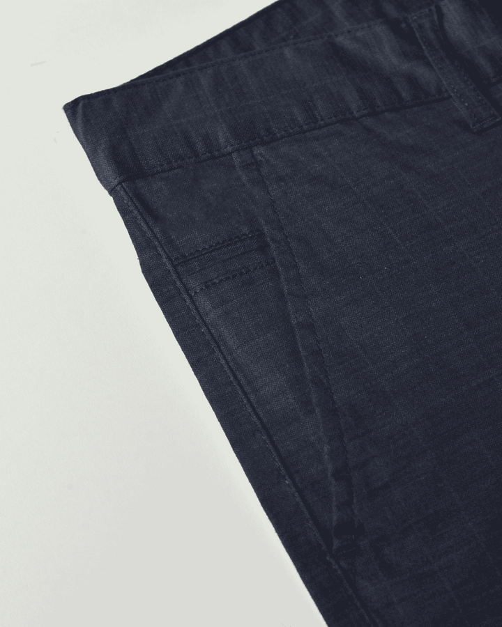 Navy Square Checks - 2 way stretch - COTTON PANT