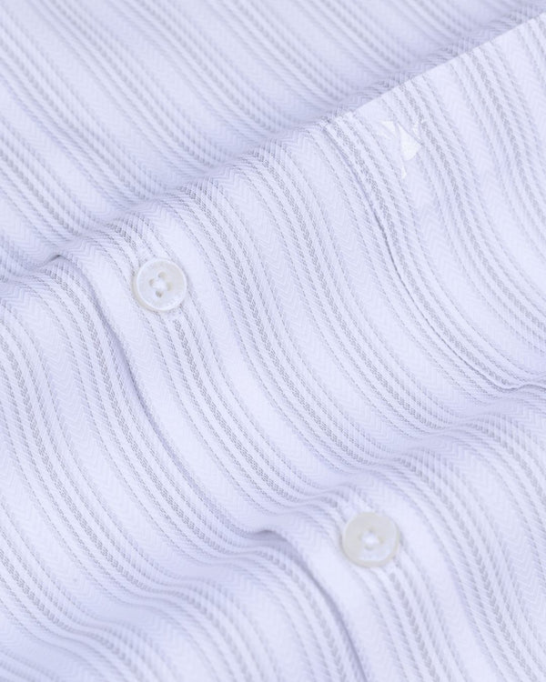 White & Grey Ripple Stripes - Full-Cotton Rich
