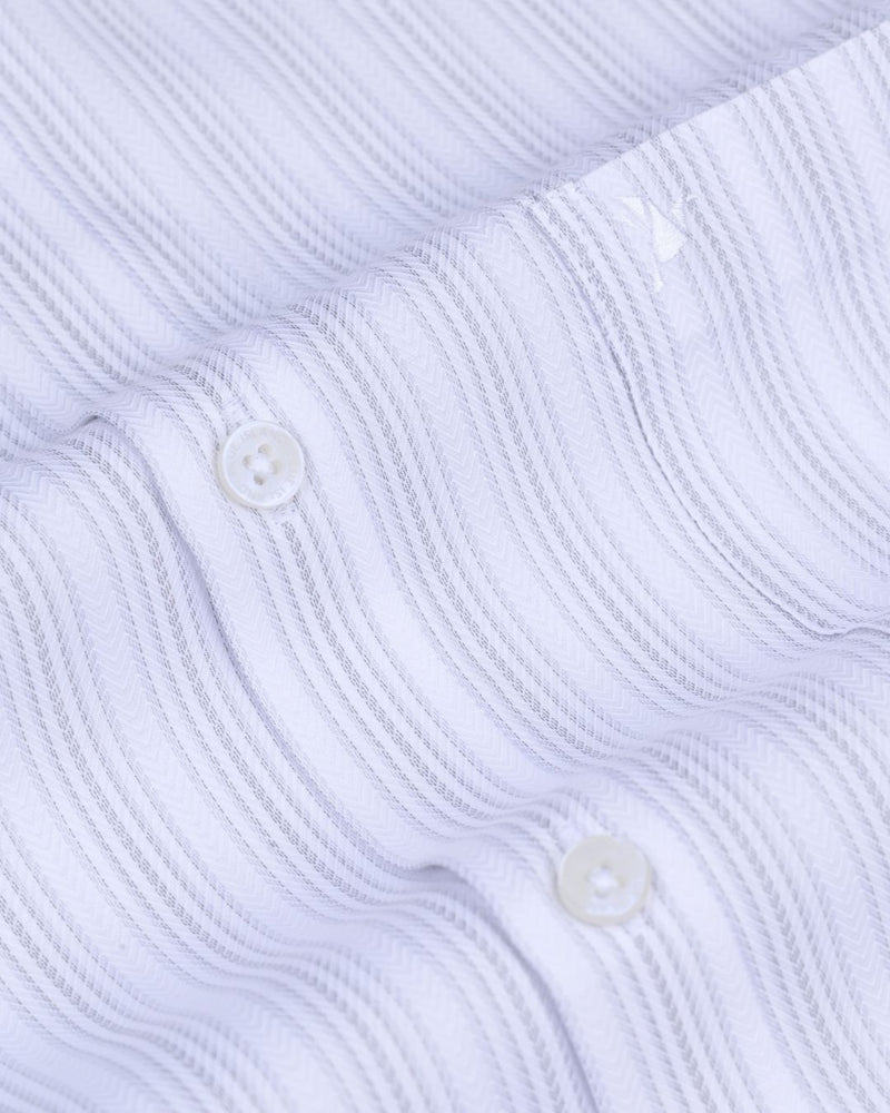 White & Grey Ripple Stripes - Full-Cotton Rich