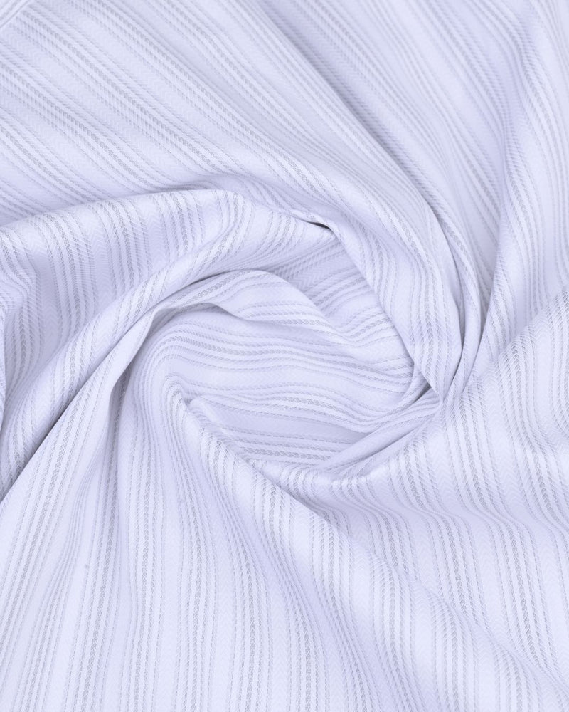 White & Grey Ripple Stripes - Full-Cotton Rich