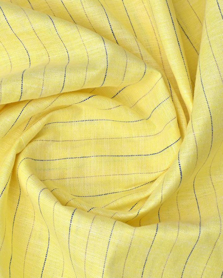 Bright Yellow Double Colour Dotted Line Stripes -Full-Bamboo Linen