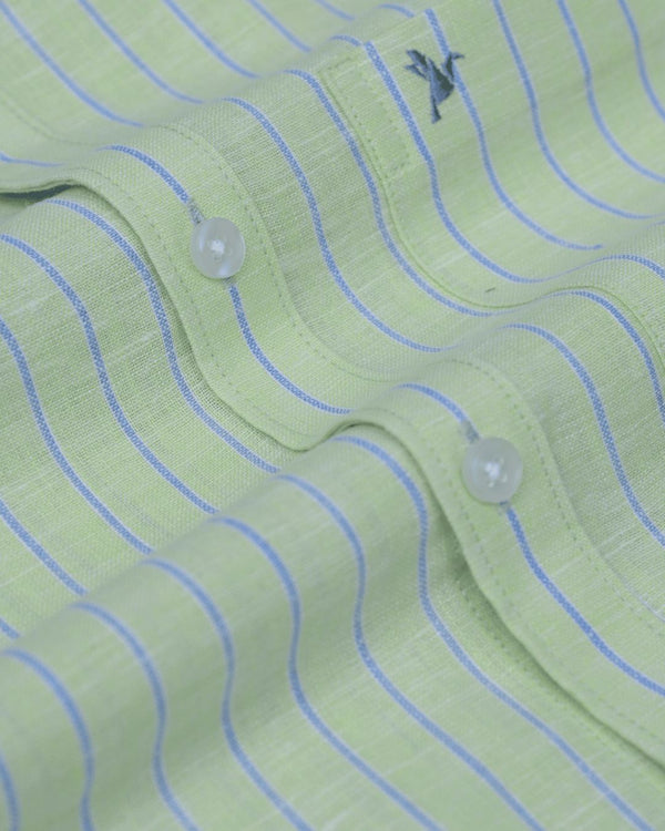 Cool Green Stripes -Full-Bamboo Linen