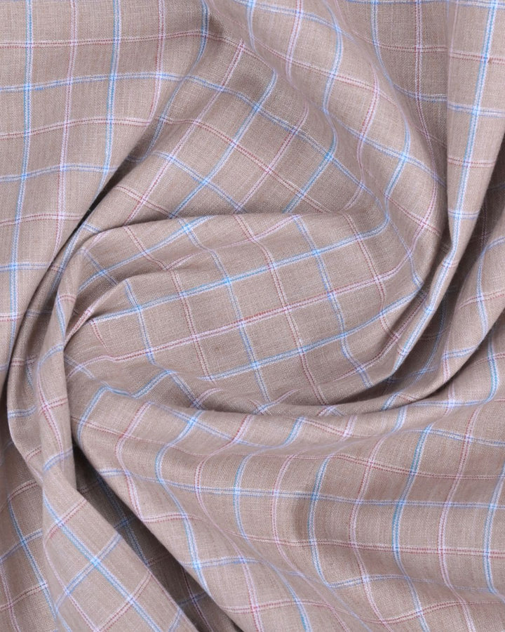 Brown Multi Colour Square Checks-Full-Bamboo Linen