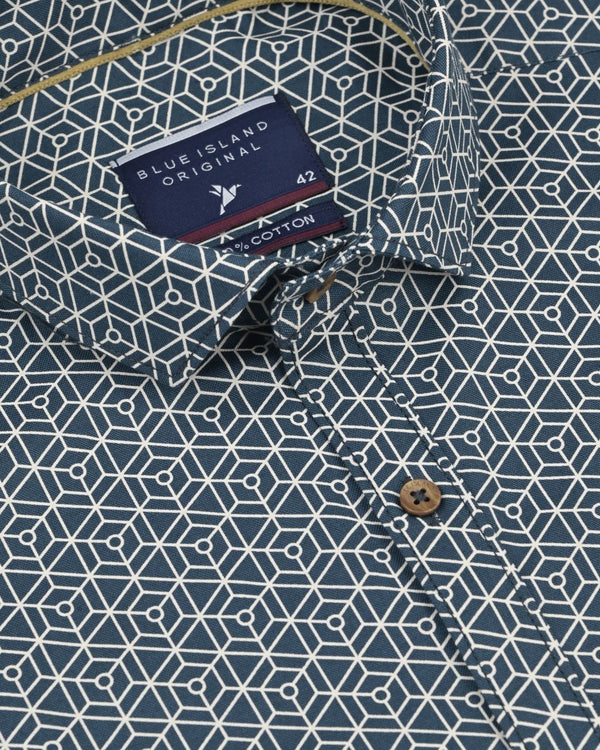 Green Multi Hex Print -Full-Stain Proof