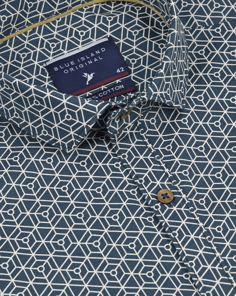 Green Multi Hex Print -Full-Stain Proof