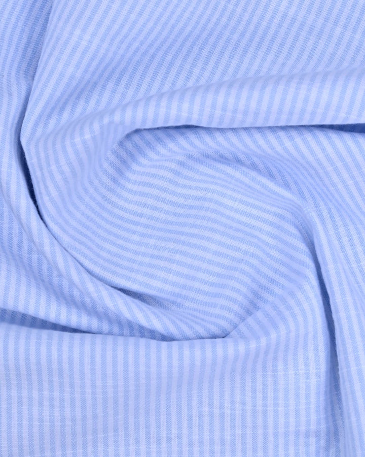 Sky Blue Mini Stripes -Full-Cotton Linen Shirt