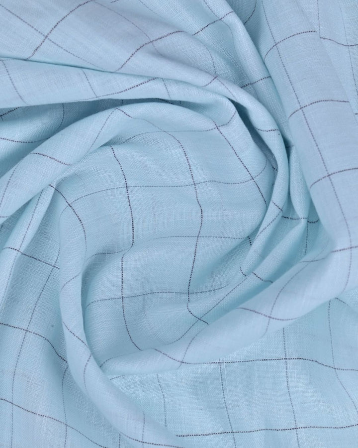 Sky blue Box Checks -Full-Cotton Linen Shirt