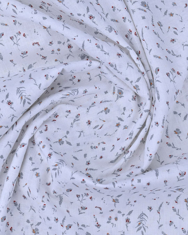 White & Grey Print -Full-Cotton Linen Shirt