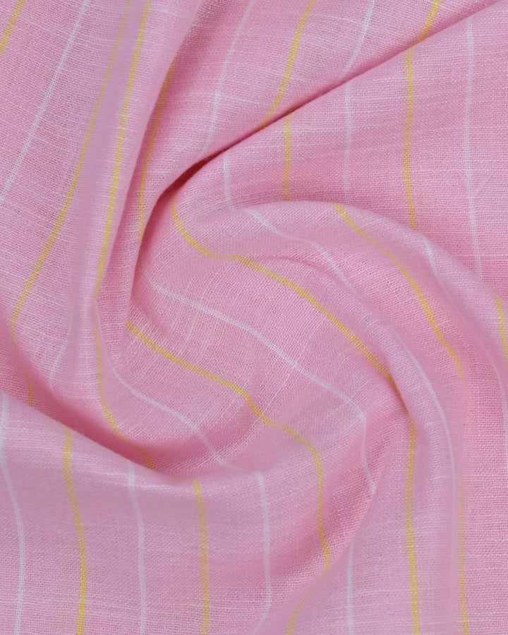 Soft Pink Dual Line Stripes -Full-Bamboo Linen