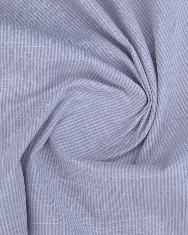 Silver Monoline Stripes -Full-Bamboo Linen
