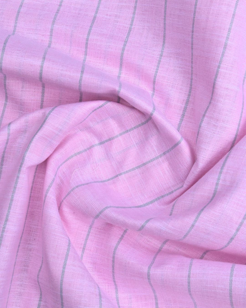 Pink Bold Line Stripes -Full-Bamboo Linen