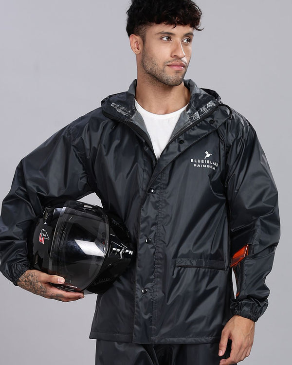 Grey - Rain Jacket with Pant and Mobile Pouch