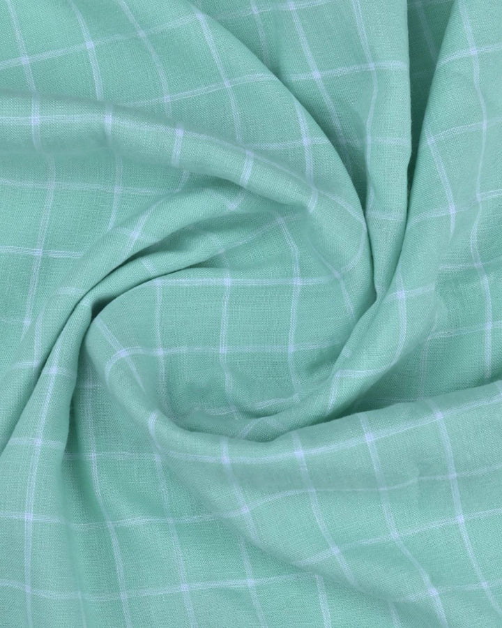 Radium Green & White Checks -Full-Cotton Linen Shirt