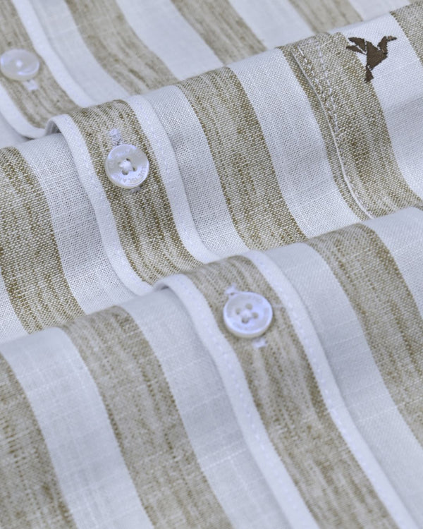 Desert Brown Broad Stripes -Full-Bamboo Linen