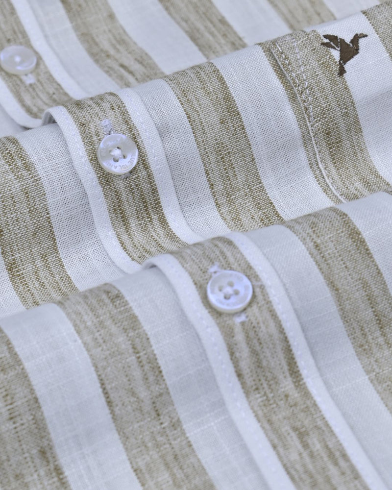 Desert Brown Broad Stripes -Full-Bamboo Linen