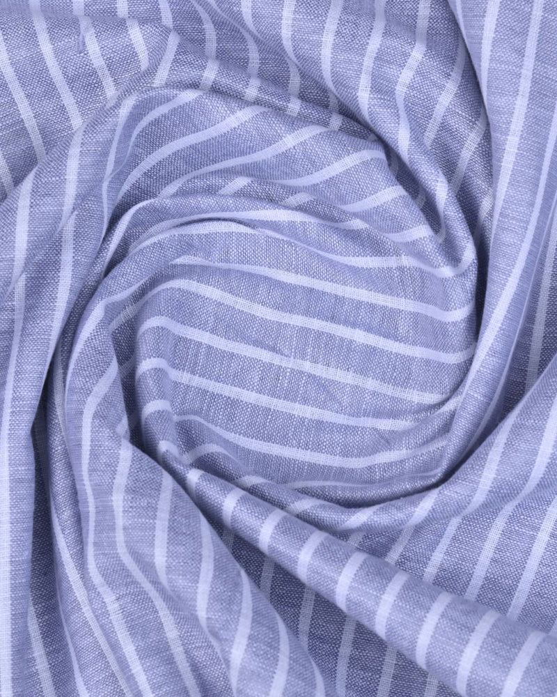 Mild Violet & White Stripes -Full-Bamboo Linen