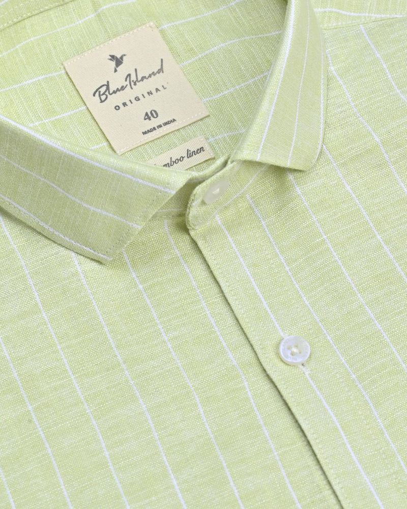 Lite Green Stripes -Full-Bamboo Linen
