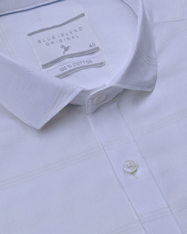 Self White Designer Stripes- Full-Stain Proof