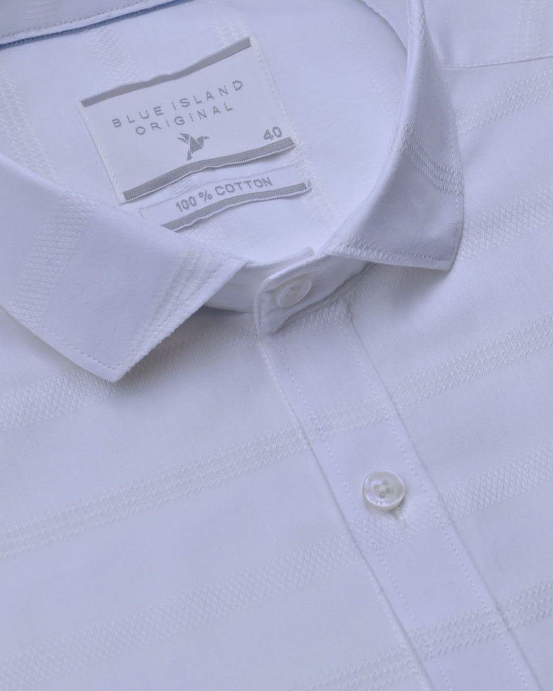 Self White Designer Stripes- Full-Stain Proof