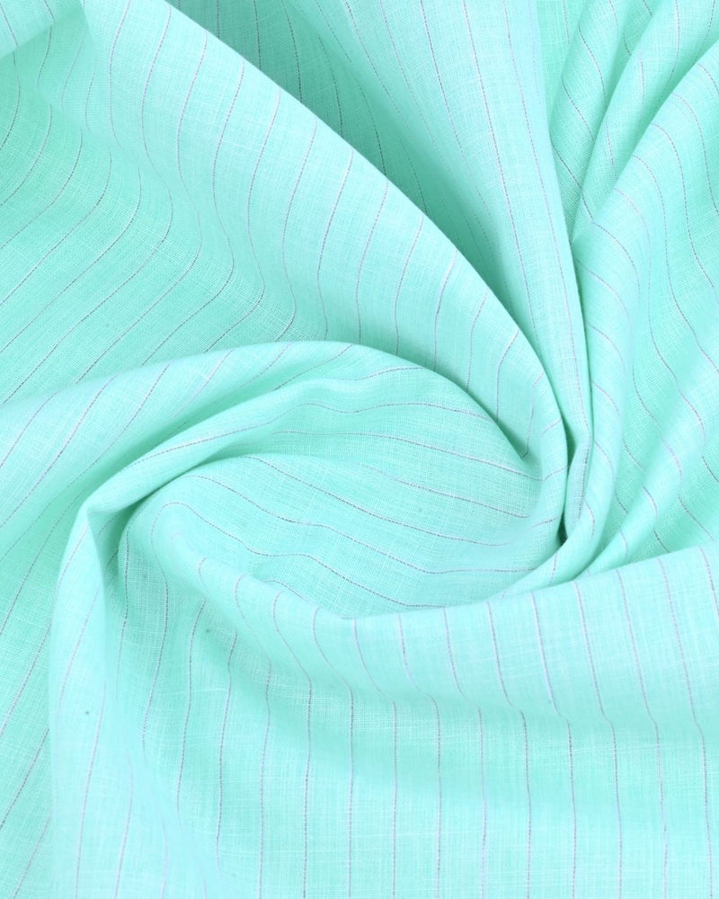 Mint Green Dotted Line Stripes -Full-Bamboo Linen