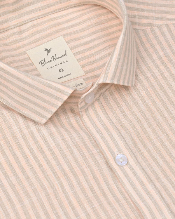 Mild Orange & Grey Stripes -Full-Bamboo Linen