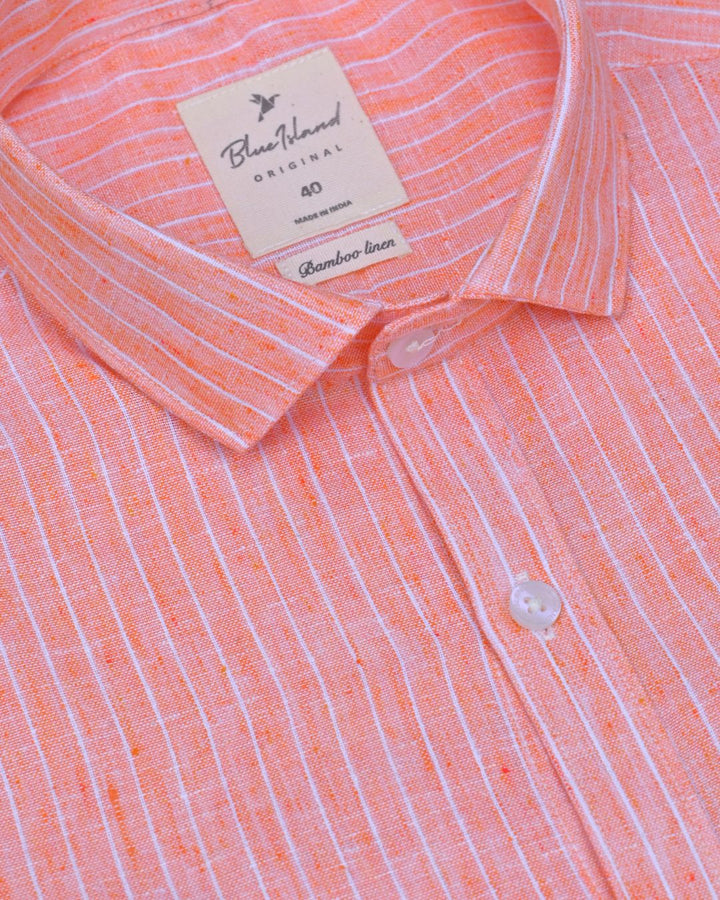 Tango Orange Stripes -Full-Bamboo Linen